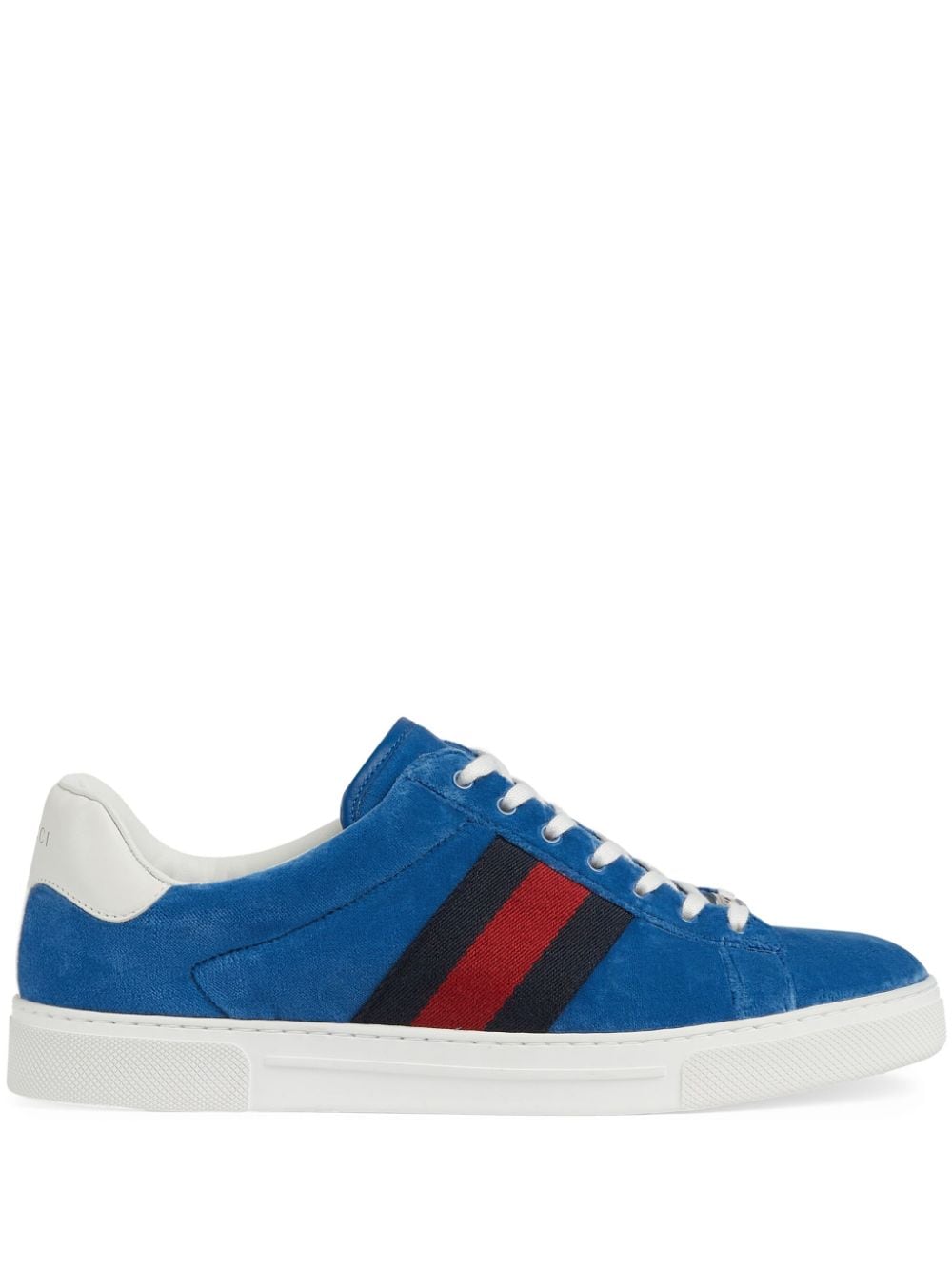Shop Gucci Ace Velvet Sneakers In Blue