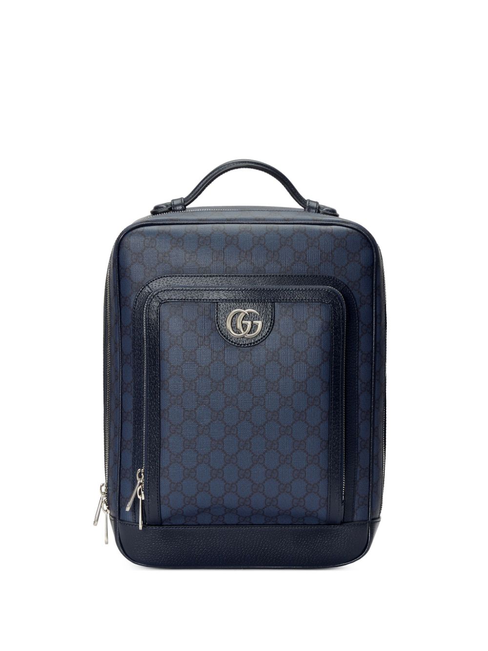 Gucci Double G-logo Leather Backpack In Blue