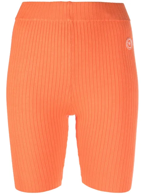 Sporty & Rich logo-patch ribbed-knit biker shorts