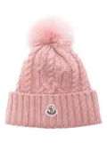 Moncler logo-patch pompom beanie - Pink
