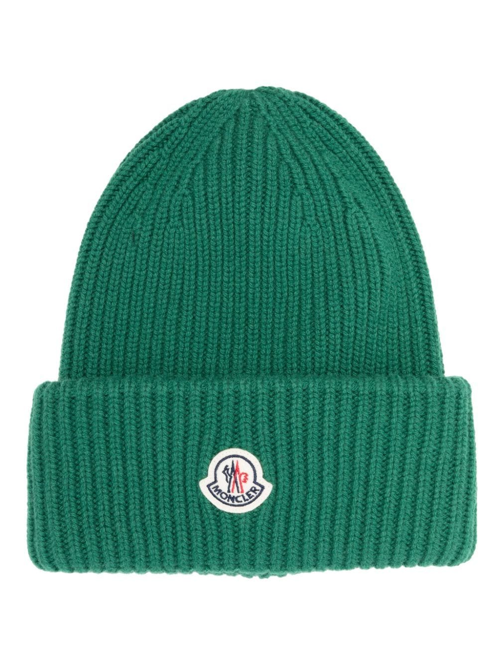 MONCLER LOGO-PATCH FISHERMAN'S-KNIT BEANIE