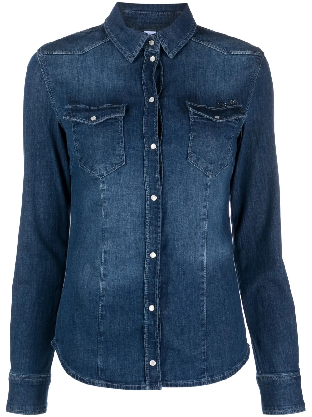 Liu •jo Stud-fastening Denim Shirt In Blue