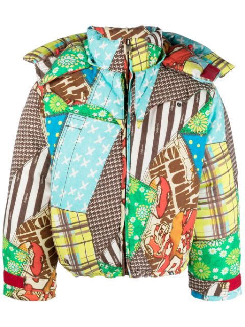 ERL Gefütterte Kapuzenjacke im Patchwork-Look