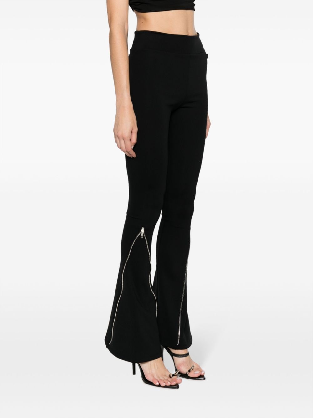 Shop Monse Zip-detail Flared Leggings In Schwarz