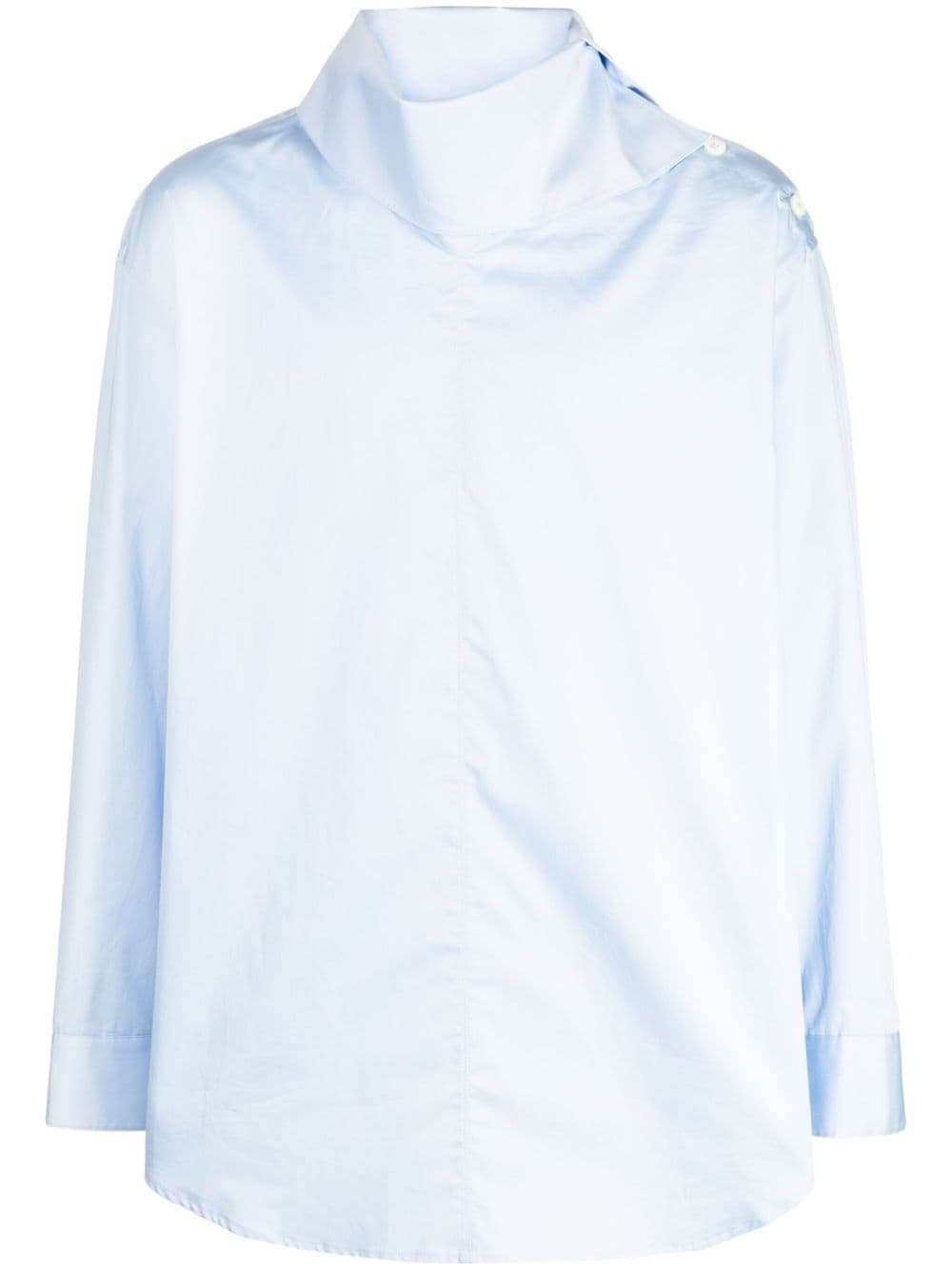 System Oversize-pointed Collar Cotton Shirt In Blue