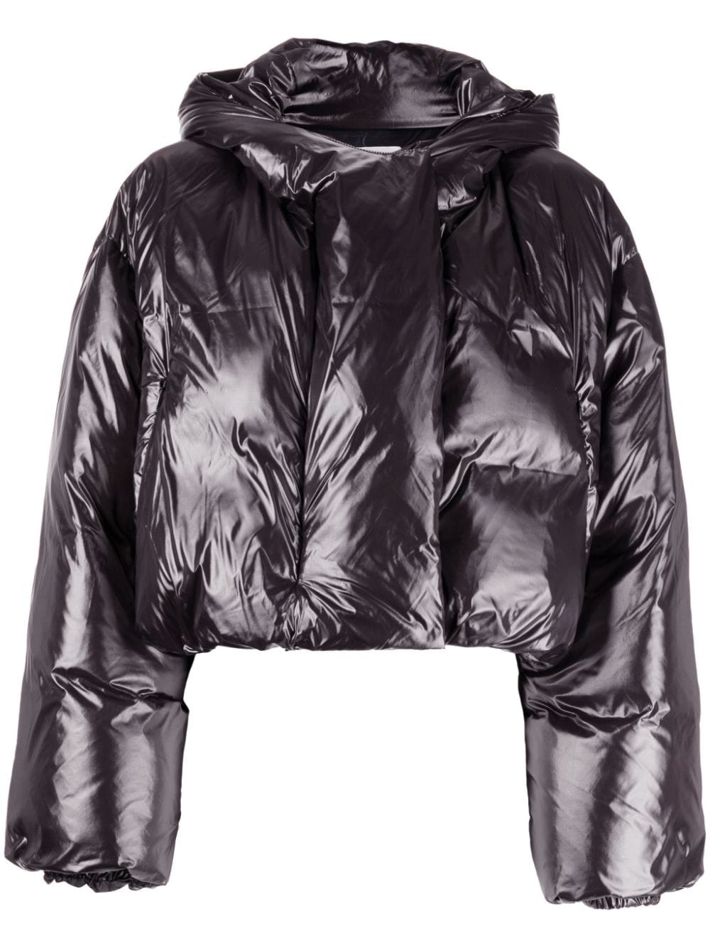 System Slouch-hood Padded-design Jacket In Black