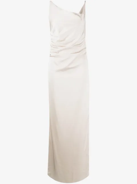 System draped-design side-slit dress