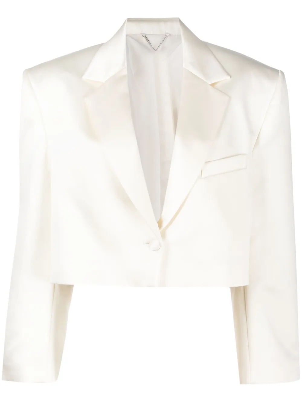 Magda Butrym Cropped Silk-wool Blazer In Neutrals