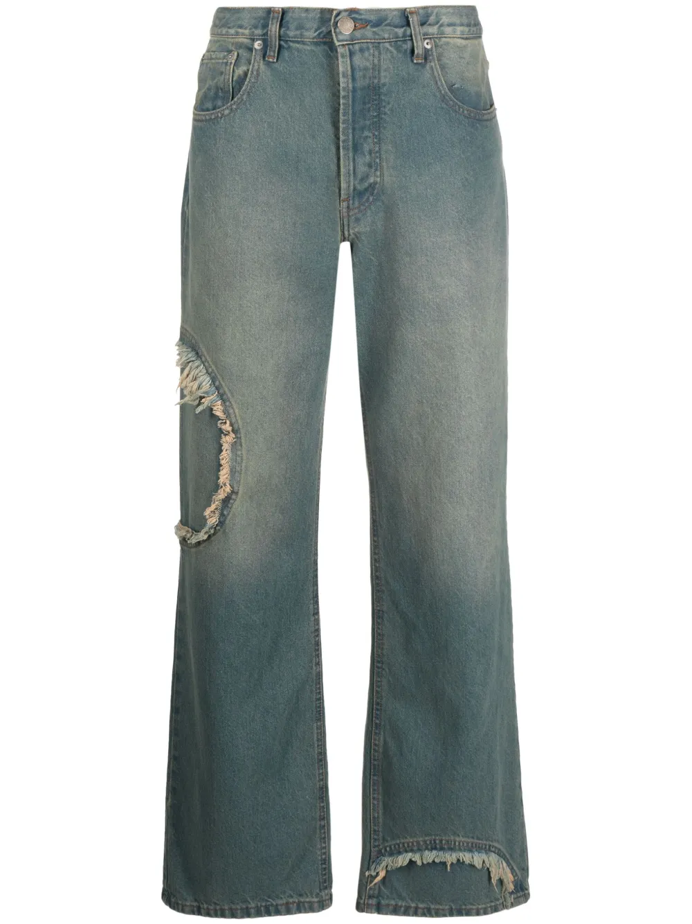 Edward Cuming Logo-patch Wide-leg Jeans In Blue