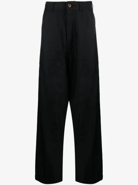 Black Comme Des Garçons high-waisted twill drop-crotch trousers