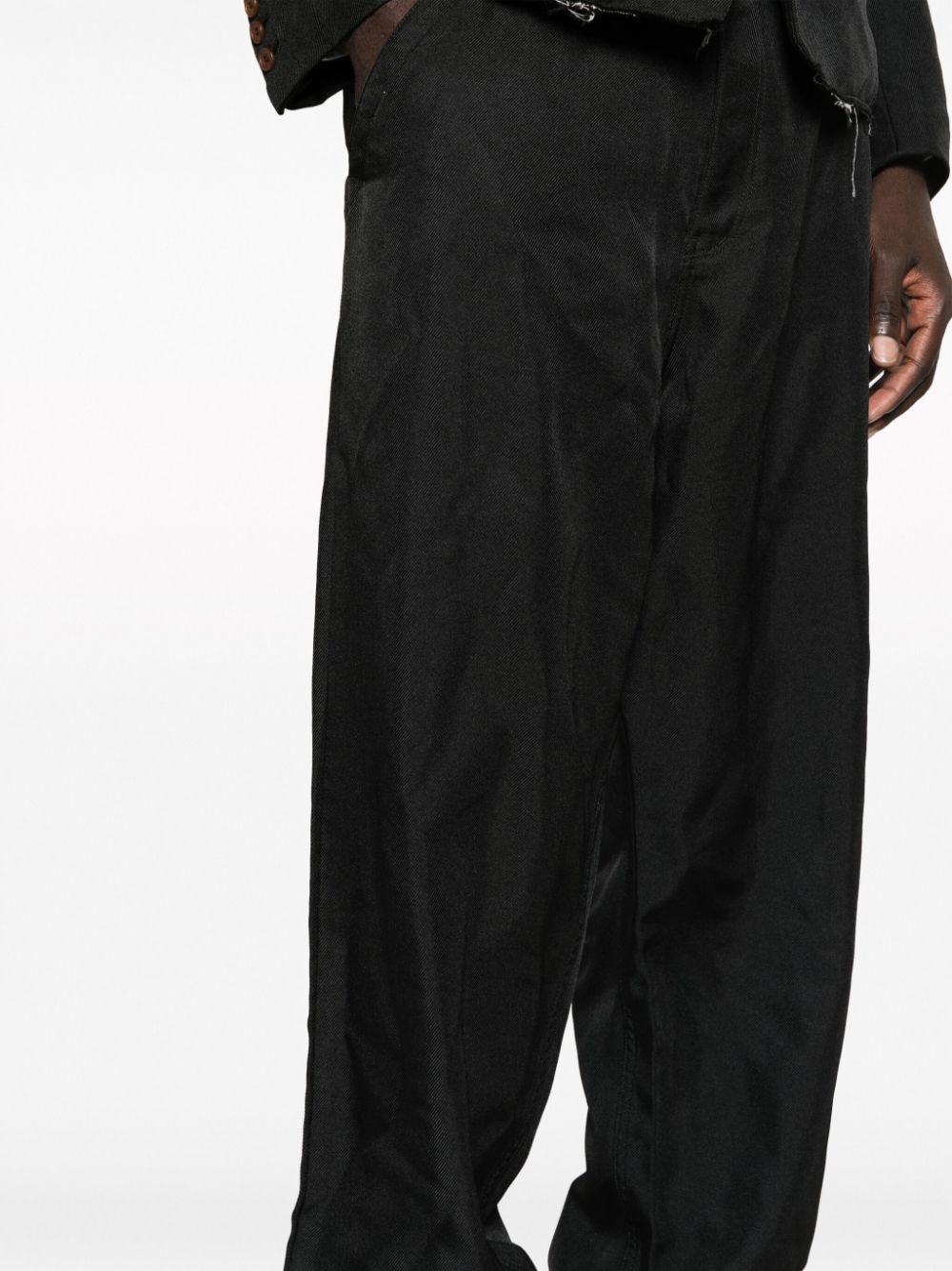 Black Comme Des Garcons high-waisted twill drop-crotch trousers Men