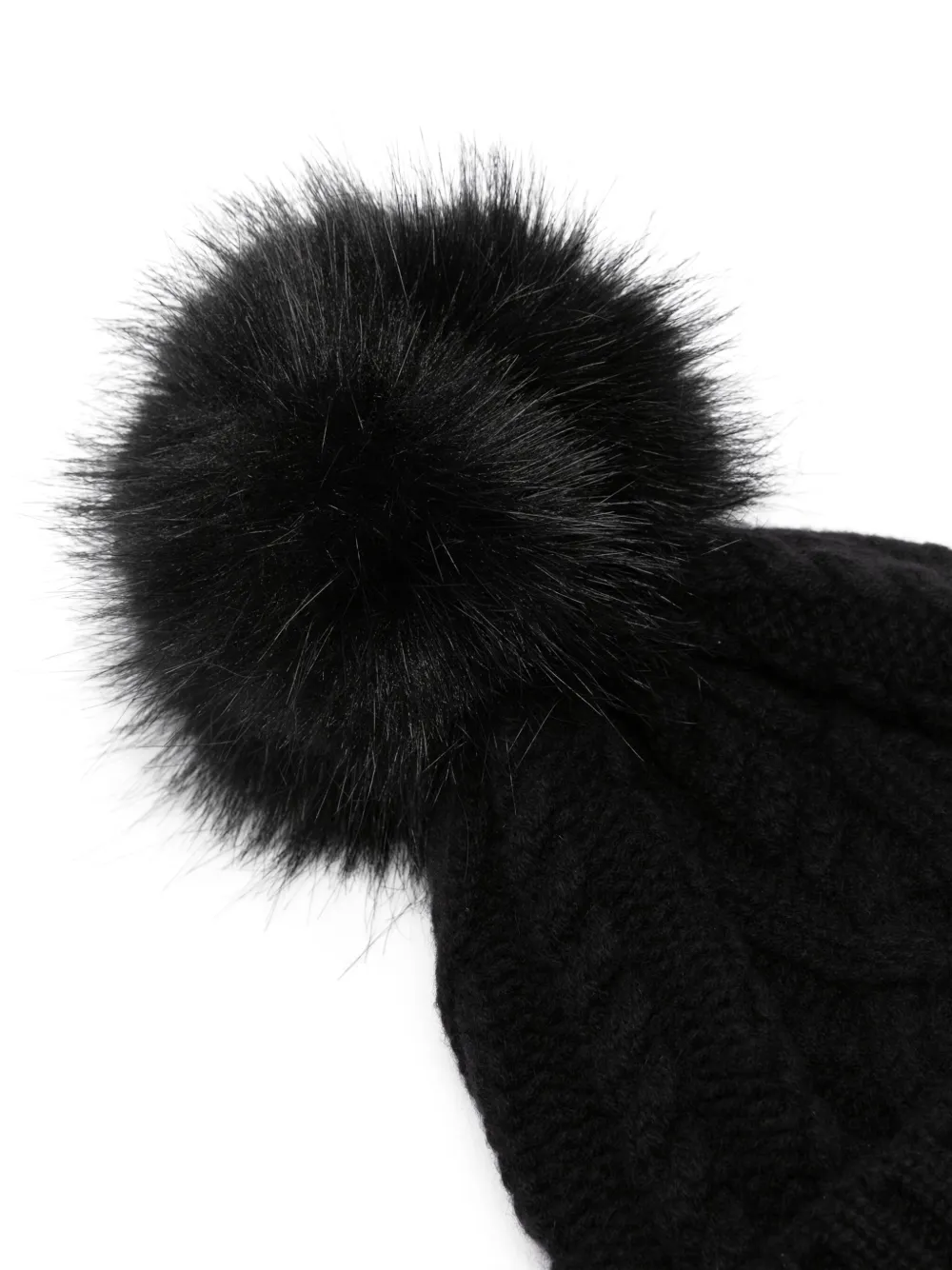 Moncler logo-patch pompom-detail beanie - Zwart