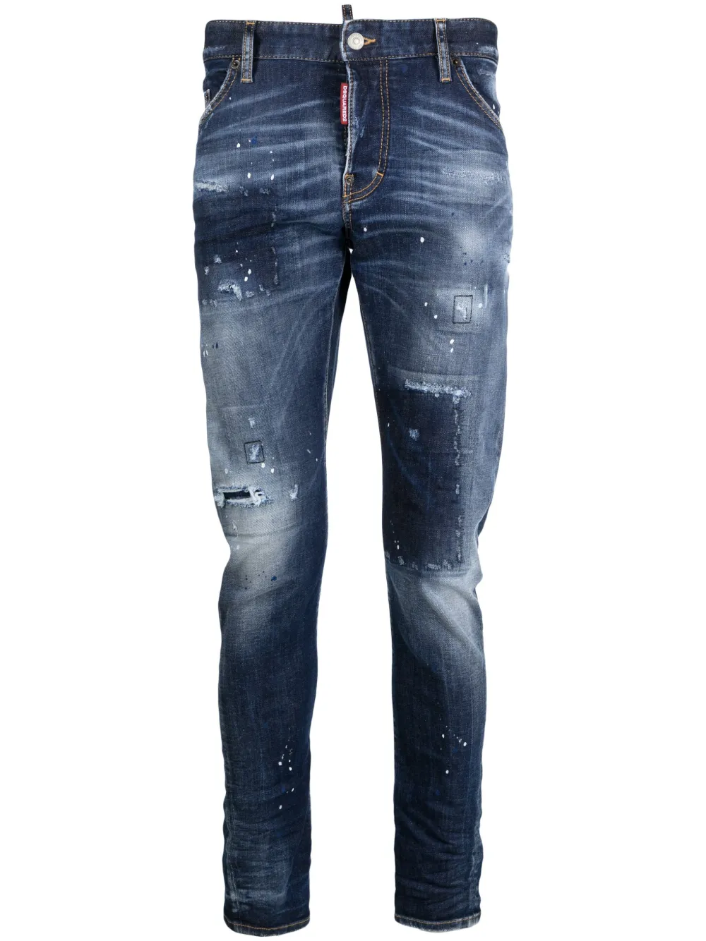 Dsquared2 Faded Low-rise Tapered Jeans In Blau