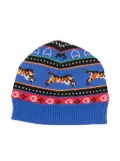 Kenzo Kids intarsia-knit cotton-blend beanie - Blue