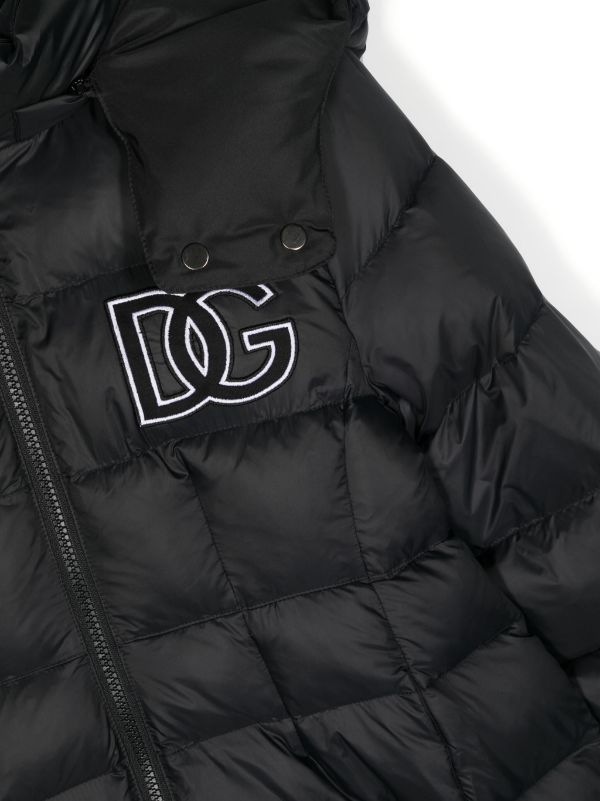 Dolce & Gabbana Kids logo-embroidered Quilted Padded Coat - Black