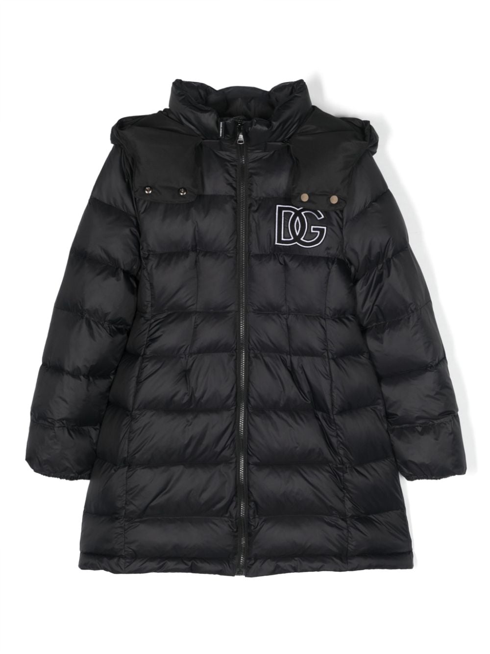 Dolce & Gabbana Kids' Logo-embroidered Quilted Padded Coat In Black