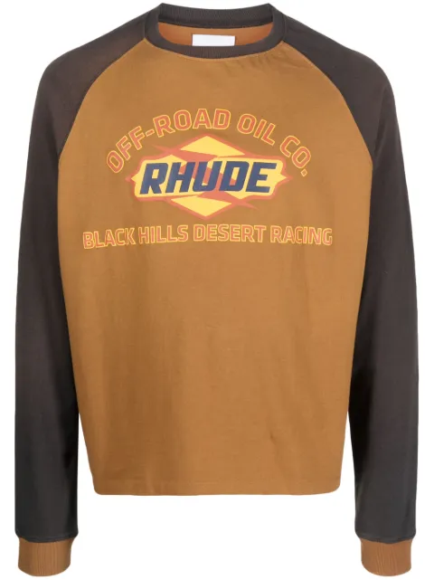 RHUDE logo-print two-tone stretch-cotton T-shirt