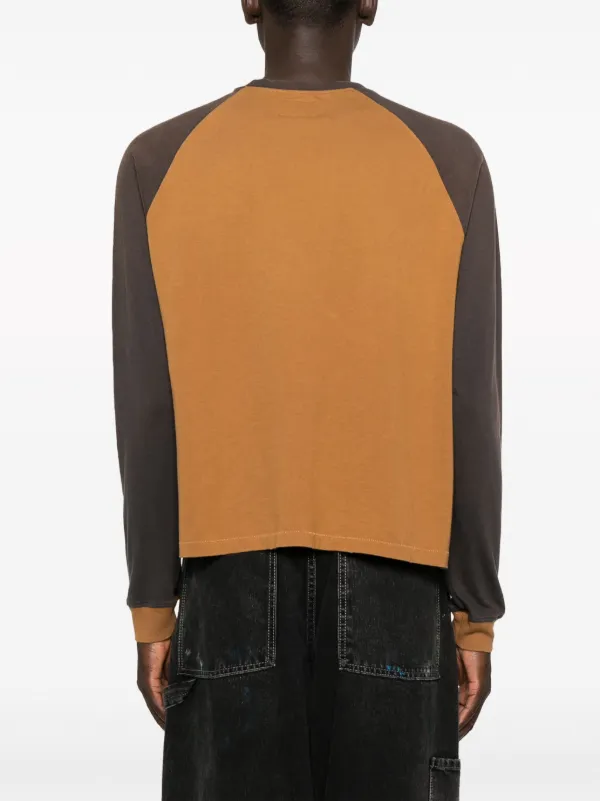 RHUDE ロゴ プリント コットン Tシャツ 人気 RHUDE logo-print two-tone stretch-cotton T-shirt | Orange