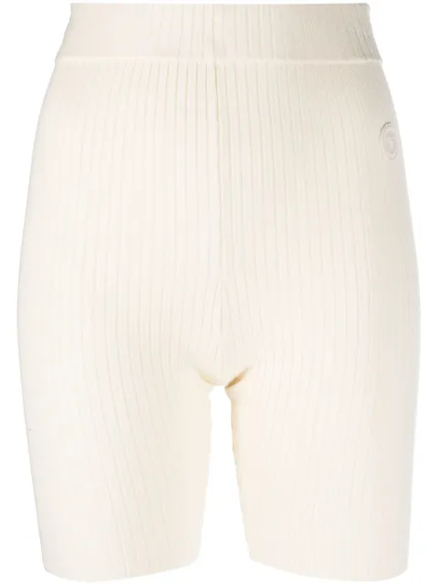 Sporty & Rich logo-patch ribbed-knit biker shorts