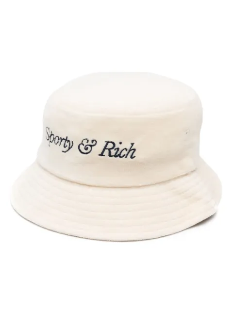Sporty & Rich logo-embroidered cotton bucket hat