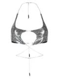Mugler Star embellished bikini top - Silver