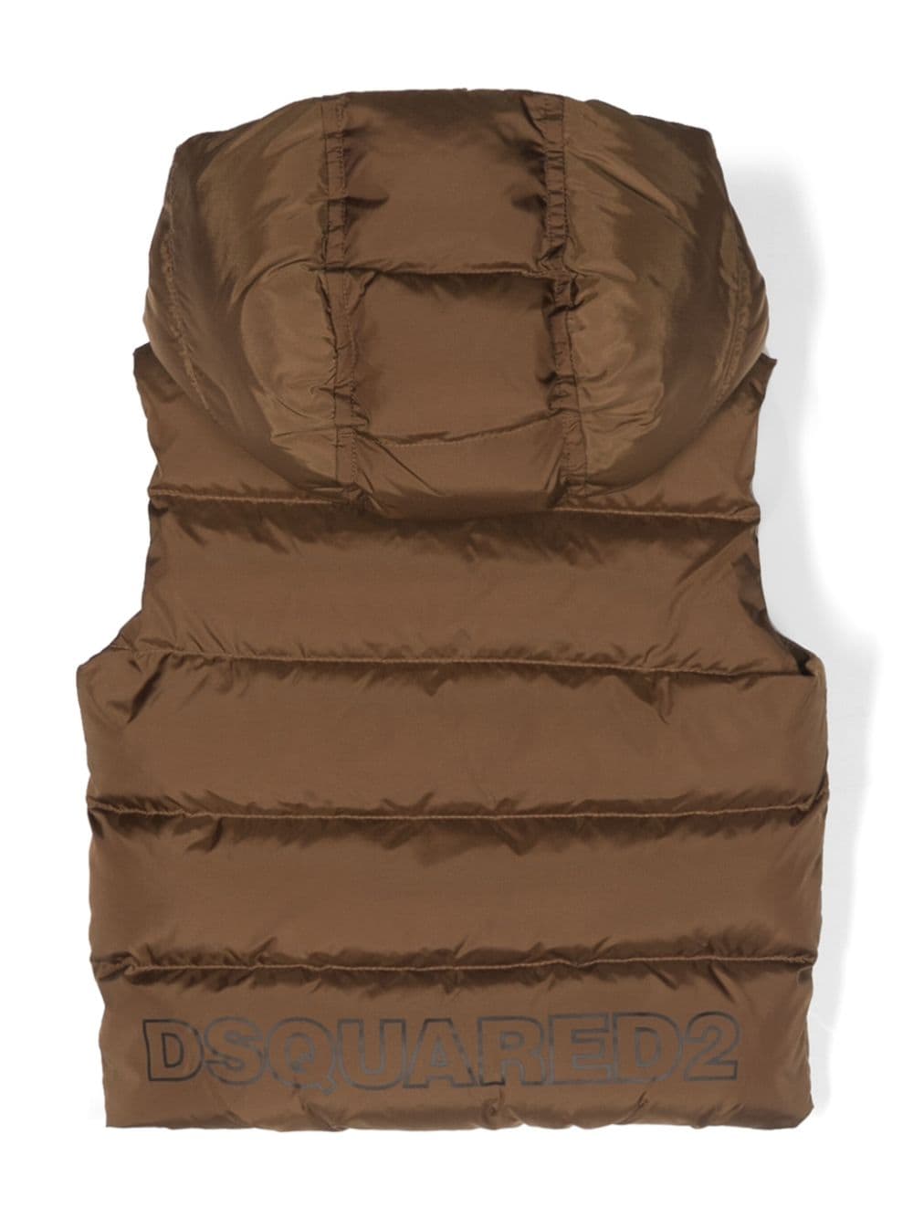 Shop Dsquared2 Logo-print Padded Hooded Gilet In Brown