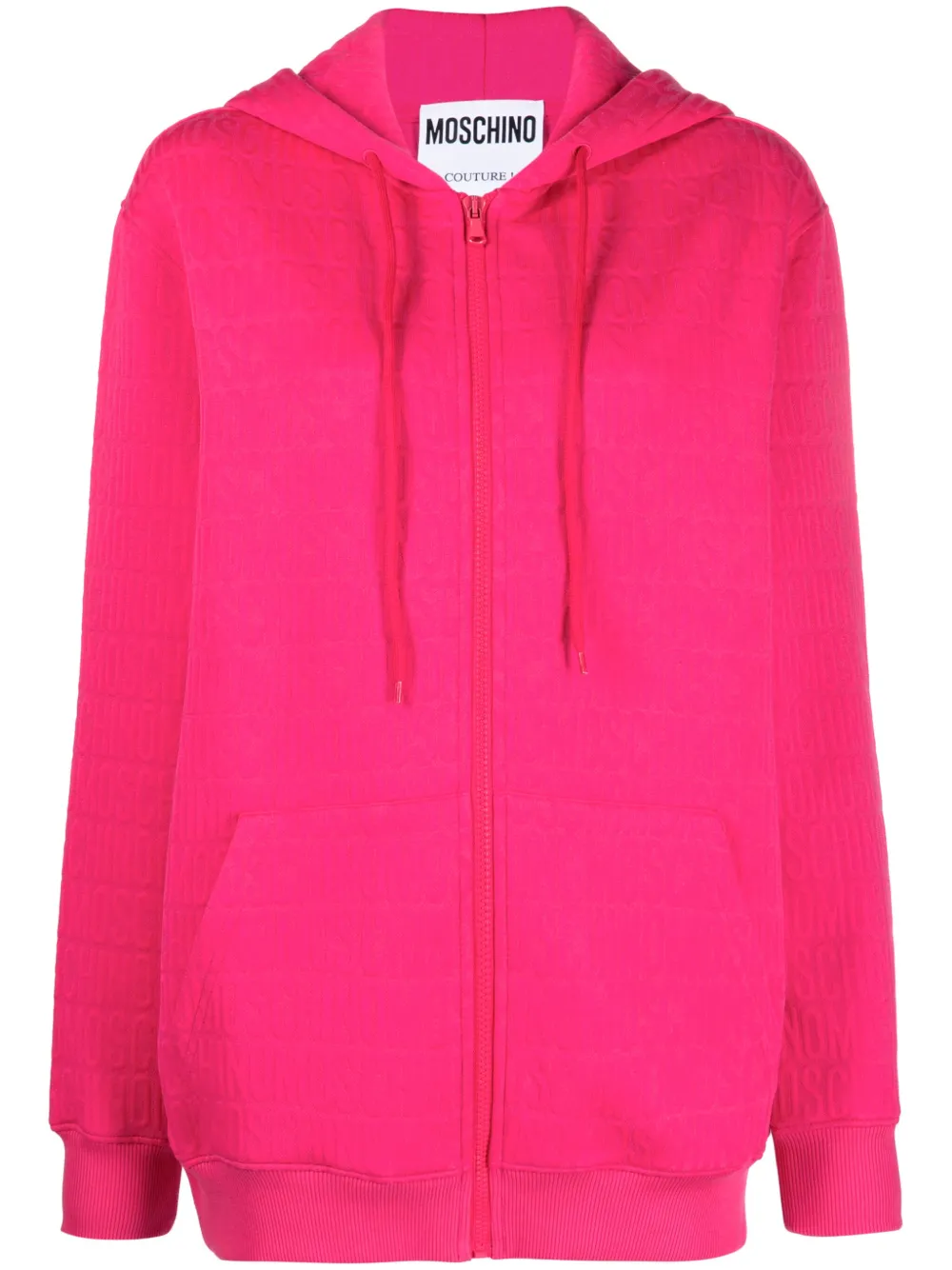 Moschino Monogram-jacquard Drawstring Hoodie In Rosa