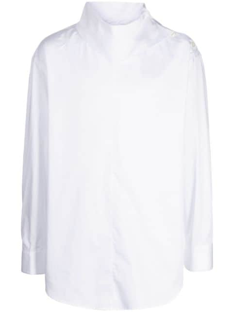 System oversized-pointed collar cotton shirt 
