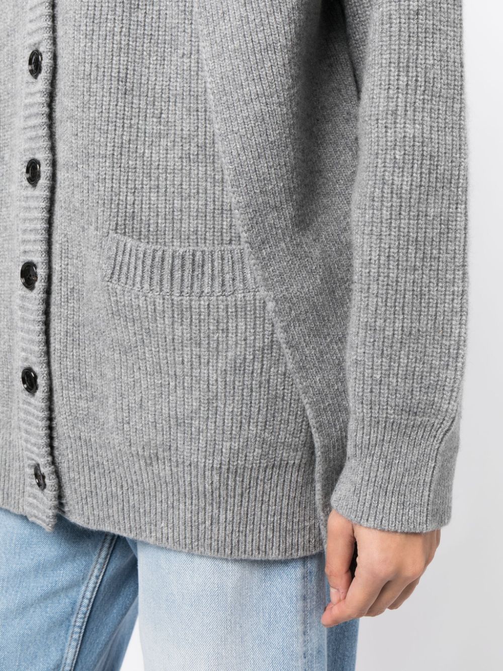 Shop System Layered-design Wool Cardigan In Grey