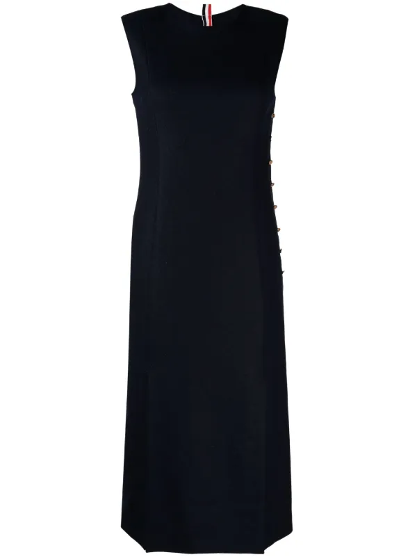 knee length dresses for ladies Thom Krom Ribbed Midi Dress with Back Cutout Off White main image 0