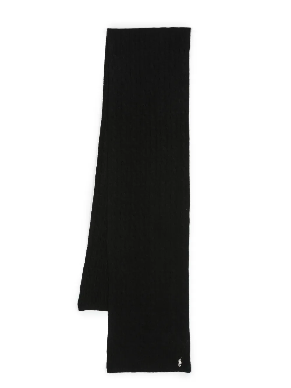 Polo Ralph Lauren Polo Pony Knitted Cotton Scarf In Black