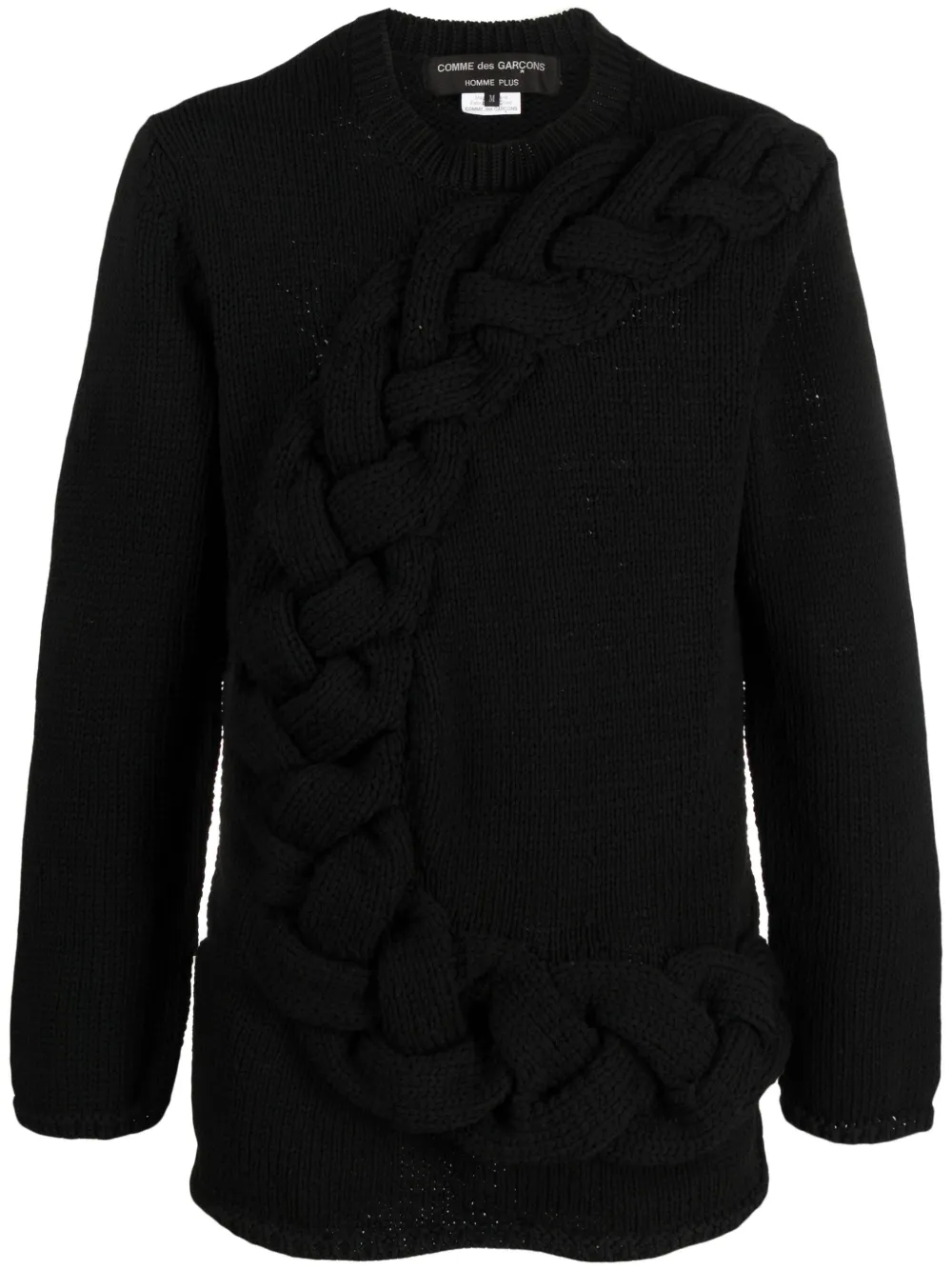Comme Des Garçons Homme Deux Braid-detailing Crew-neck Jumper In Black