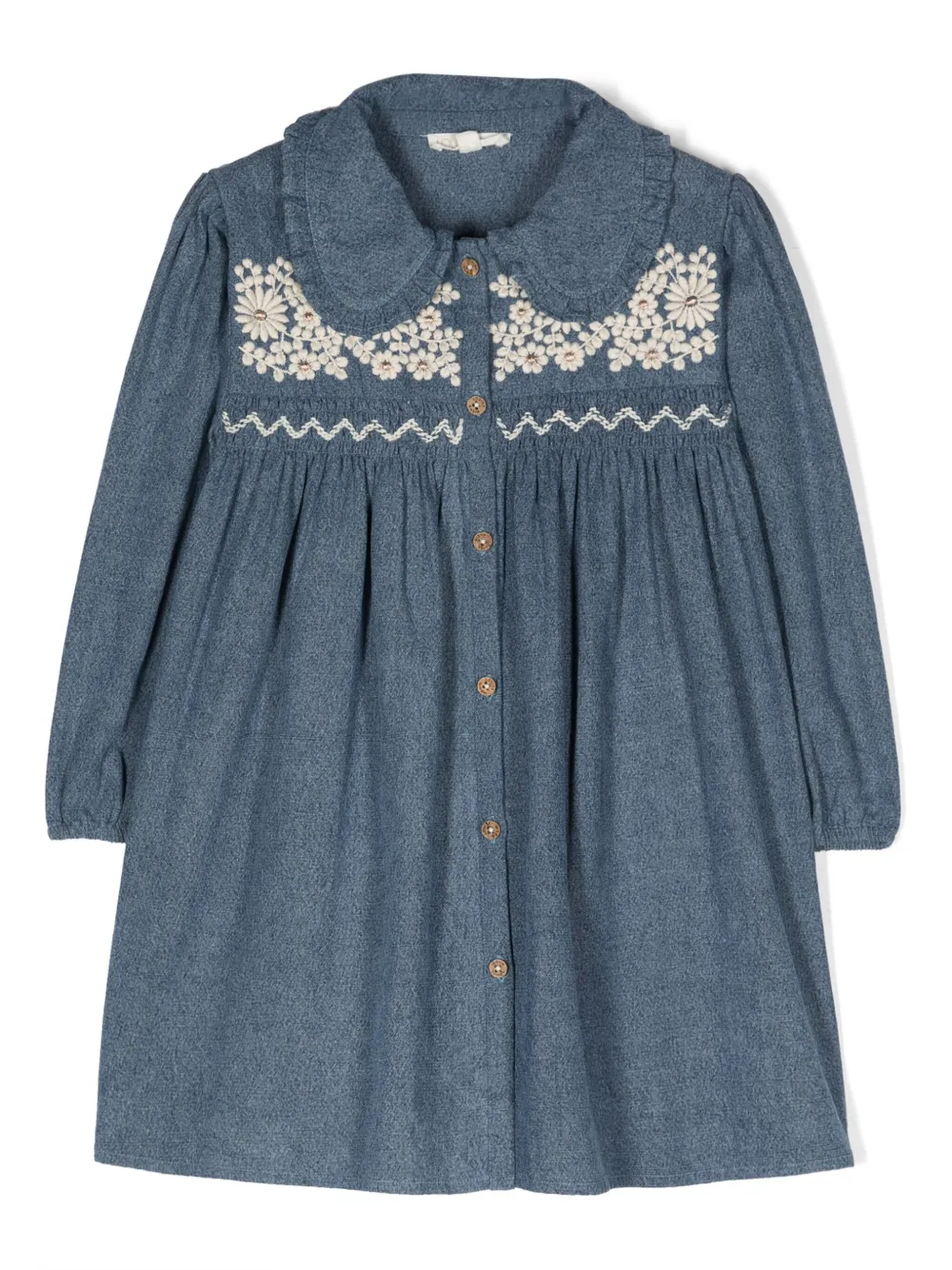 Louise Misha Kids' Marlotta Denim Flared Dress In Blue