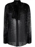 Versace croc-effect scarf-tie blouse - Black