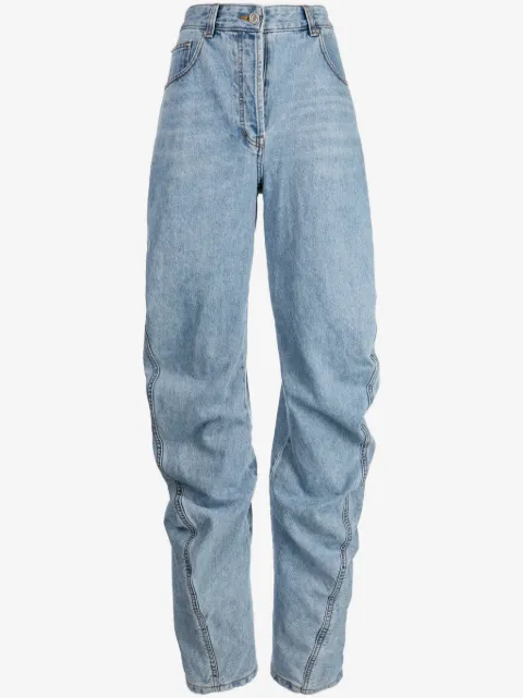 System logo-patch cotton flared jeans 