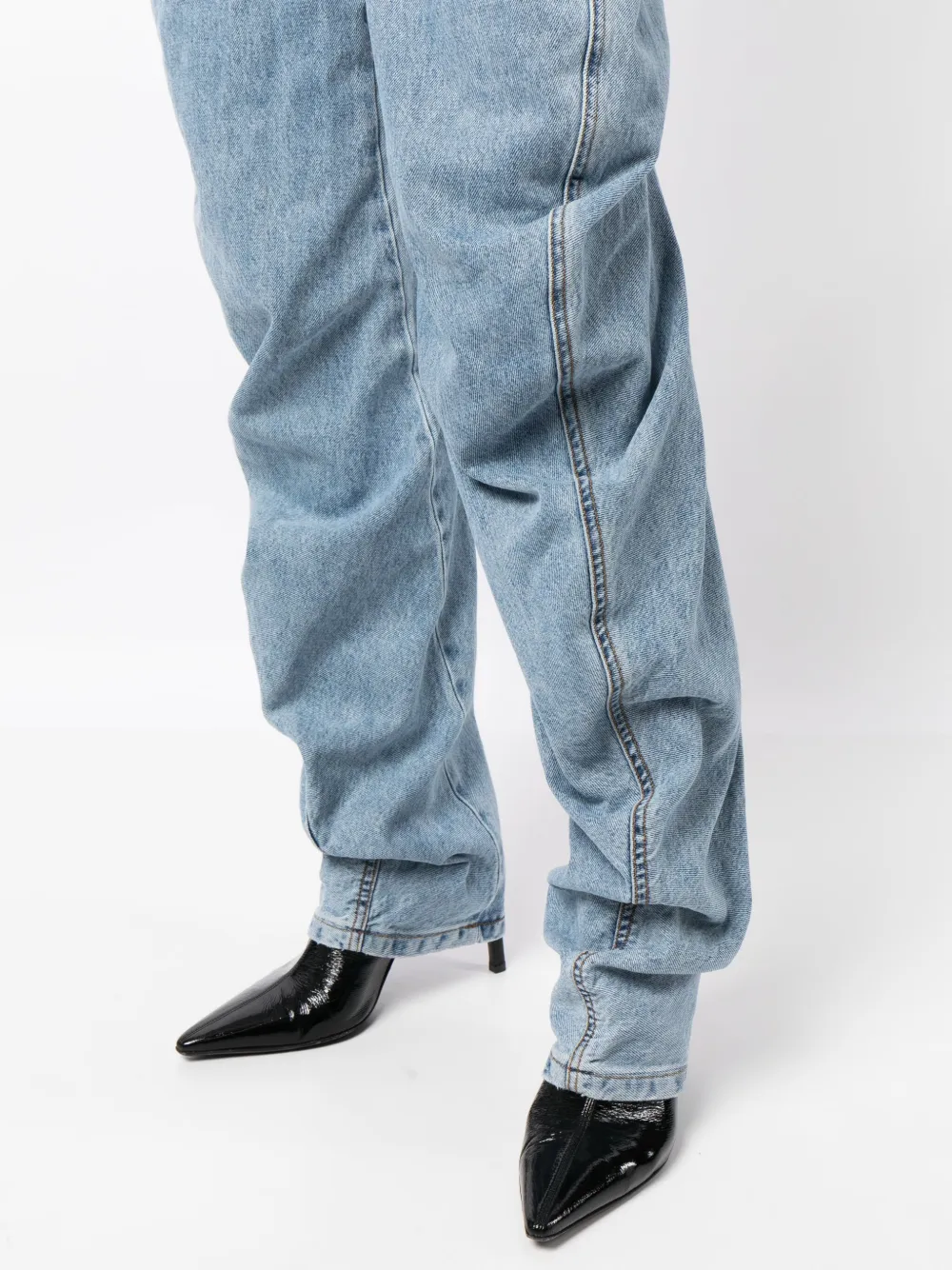 System Logo-patch Cotton Flared Jeans In Blue