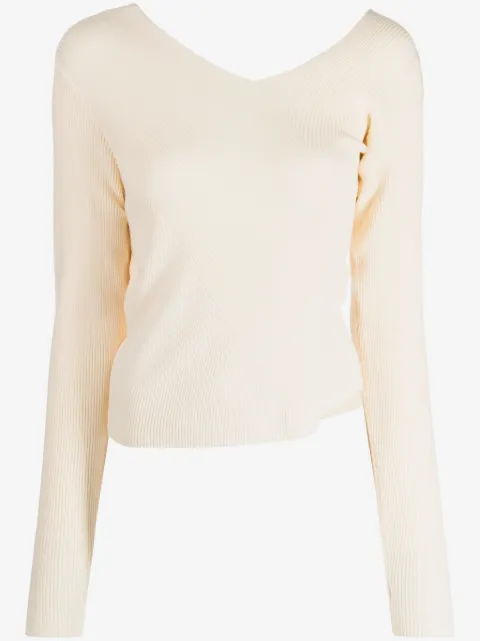 System asymmetric-design ribbed-knit jumper 