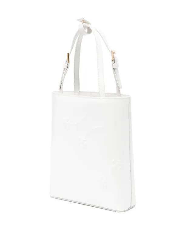 トートバッグ PRADA White Leather Shopping Bag Prada floral-embossed Leather Tote Bag | White | FARFETCH CZ
