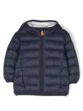 Save The Duck Kids logo-patch padded hooded jacket - Blue