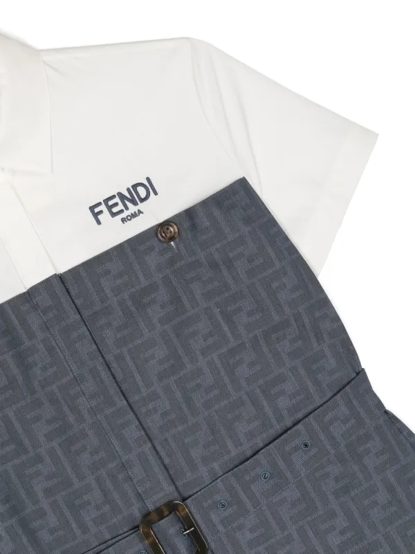 Fendi Kids モノグラムパターン シャツワンピース | ブルー | FARFETCH JP