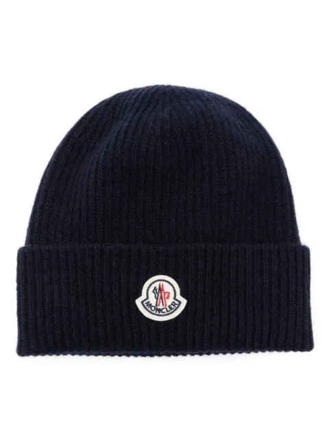 Moncler logo-patch knitted beanie