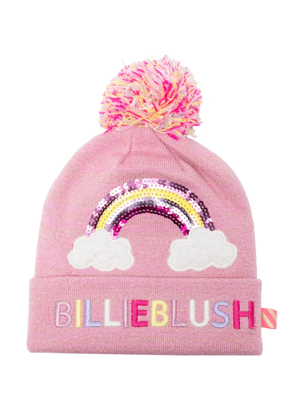 BILLIEBLUSH LOGO-EMBROIDERED POMPOM-DETAIL BEANIE