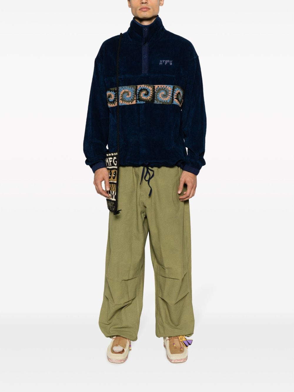 Shop Story Mfg. Paco Drawstring Cotton Trousers In Green