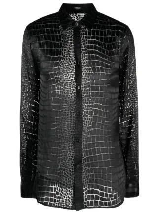 Versace crocodile-effect Devoré Shirt - Farfetch