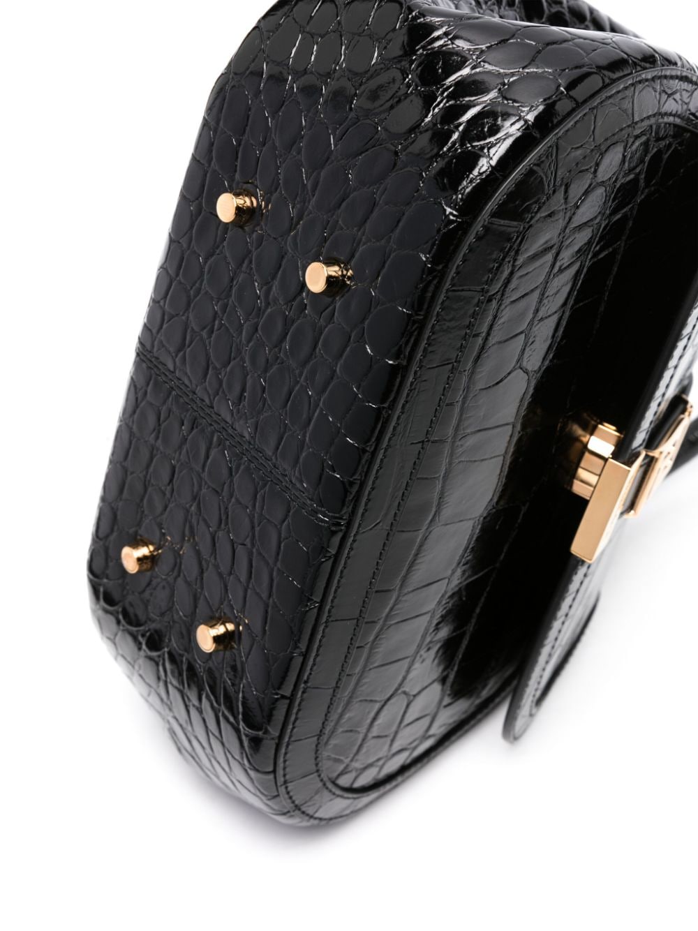 Shop Versace Greca Goddess Leather Tote Bag In Black