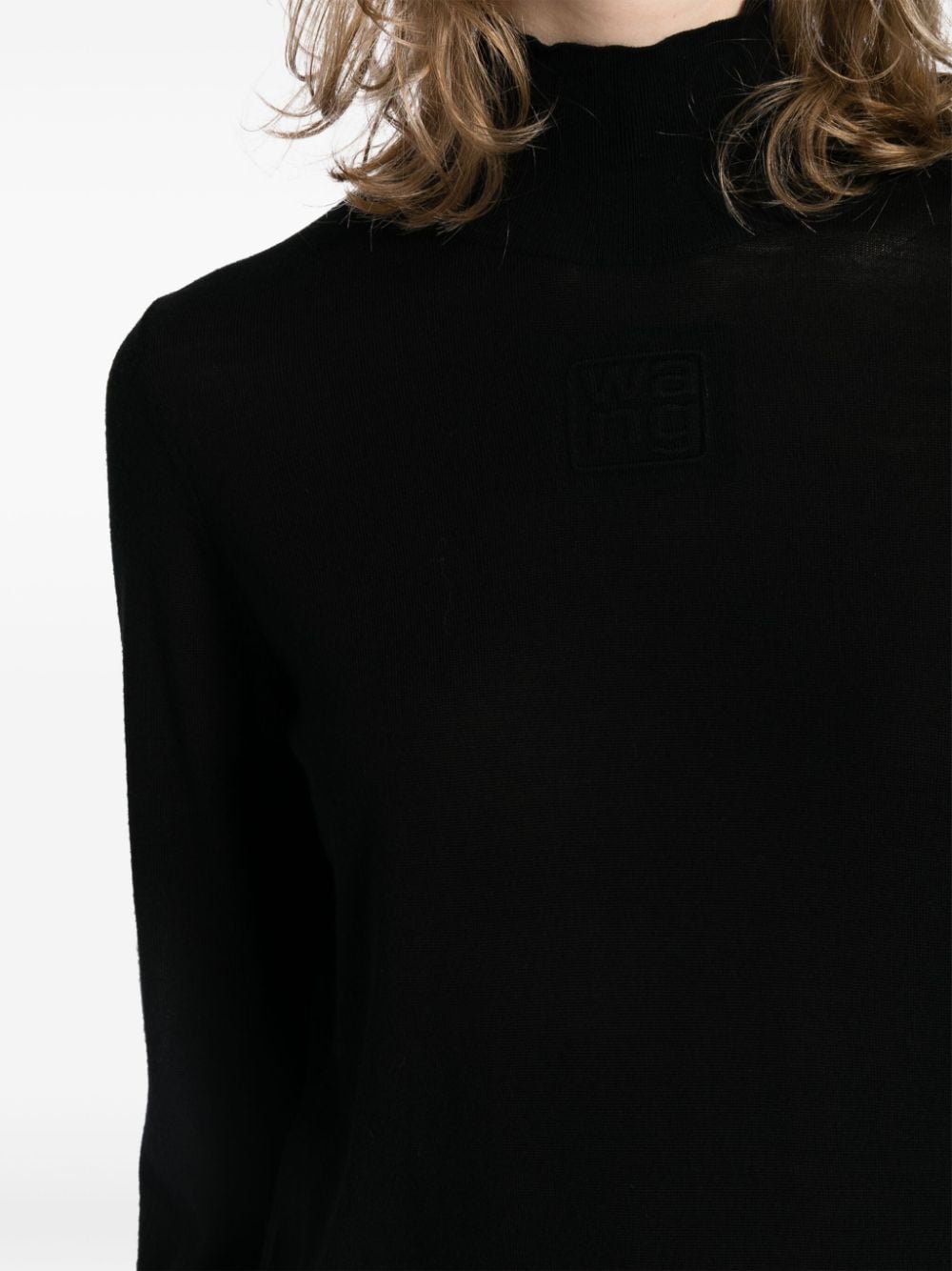 Shop Alexander Wang Logo-embossed Roll-neck Wool Jumper In Black