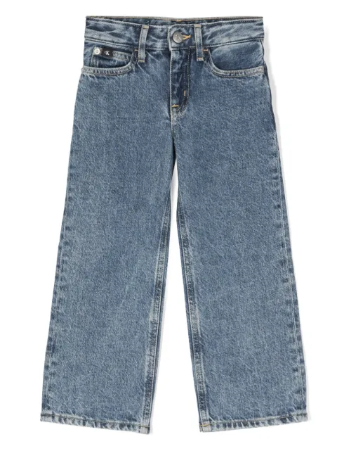 Calvin Klein Kids جينز بقصة مستقيمة وتأثير باهت