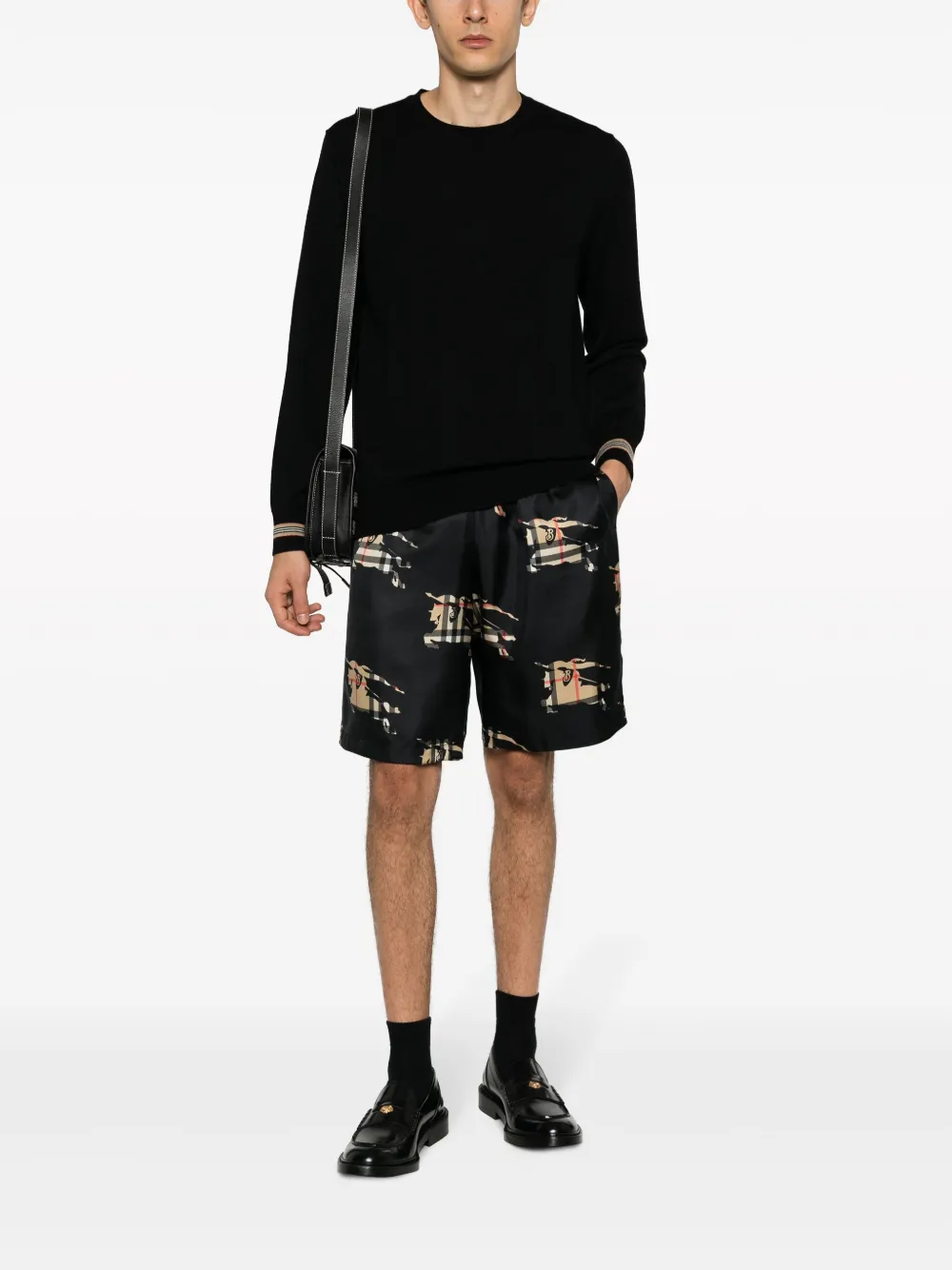 Burberry EKD-print elasticated silk shorts - Zwart