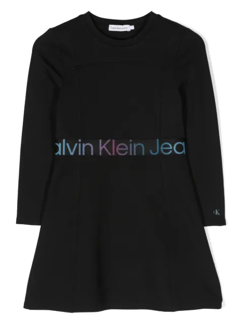 Calvin Klein Kids logo-waistband A-line shirt dress