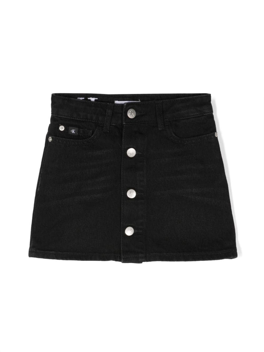 Calvin Klein Kids' Logo-embroidered Cotton Miniskirt In Black